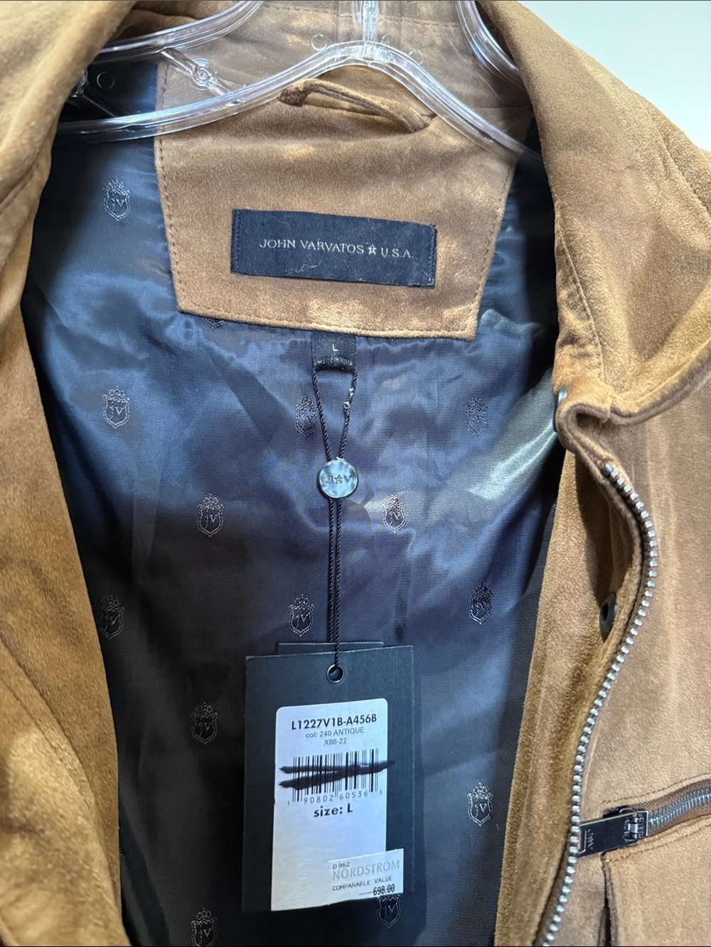 John Varvatos Brown Suede Bomber Jacket - Picture 6 of 8